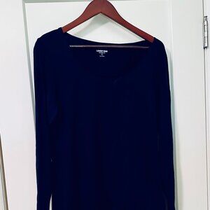 Lands' End Women's Lightweight Scoop Neck Long Sleeved  T-shirt Navy XL 18